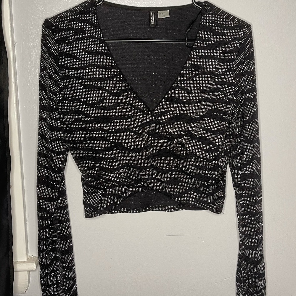 H&M Sparkle Zebra Printed Top